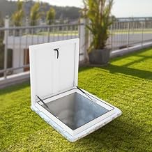 Aluminum Alloy Coated Roof Hatch, 23.6x23.6in Roof Security Door Roof Access Hatch Deck Access Panel (White)