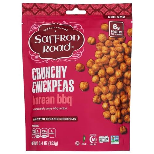Saffron Road Crunchy Chickpeas Korean Bbq 6 Ounce Pack of 8 by Saffron Road