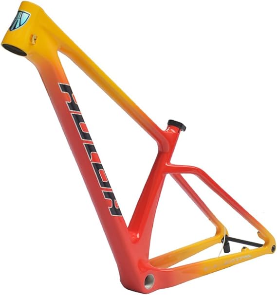 29ER Mountain Bike Boost Frame 12*173mm Through Axle 17" Carbon Fiber Disc Brake Frame XC Trail Hardtail Bicycle Frame Red-Yellow