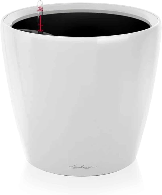 Lechuza Classic Premium LS 21 16020 Removable Plant Insert with Patented Handle Frame High Gloss White High-Quality Plastic Includes Watering System Suitable for Indoor and Outdoor Use 21 x 21 x