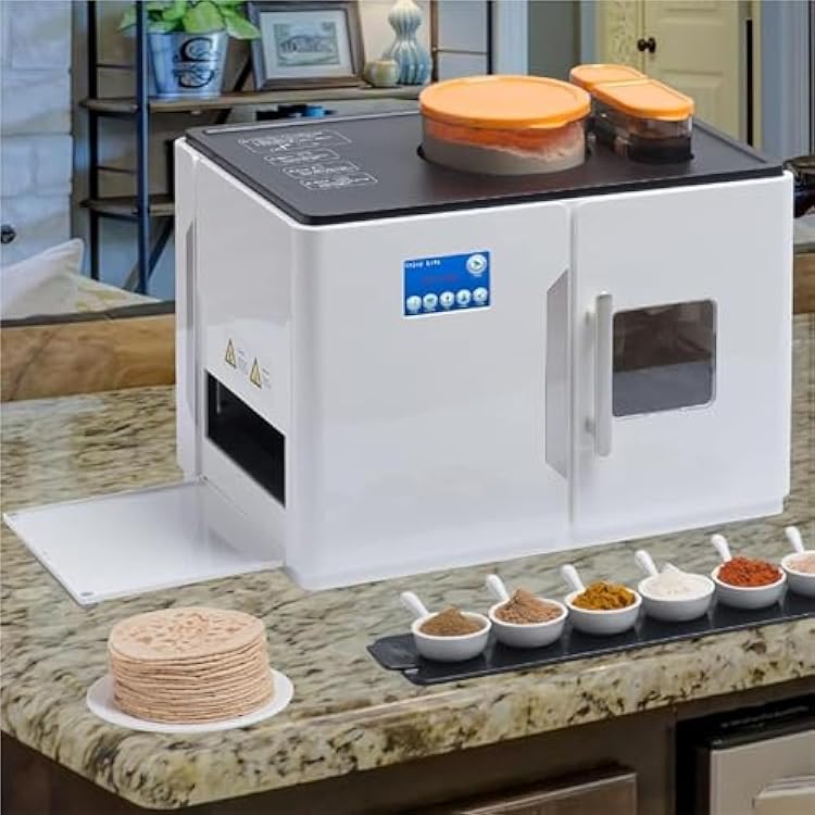 Fully Automatic Roti Maker, Electric Chapati Tortilla Pancake Flatbreads Pita Making Machine, Rotis Naan Maker, One Key To Make 20 PcsOne Time, for Chapati, Corncakes, Flour Tortilla