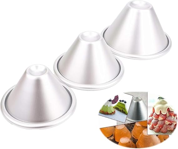 LoBake 5pcs 10cm diameter small volcano cone shape aluminium alloy metal cake mold mousse cheese bread egg tart mold DIY baking stuff