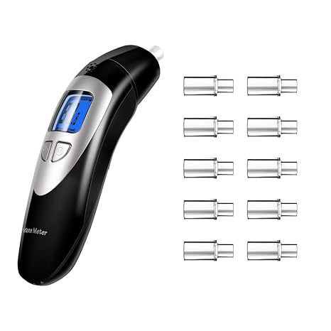 Ketone Breath Analyzer, Professional Grade Ketogenic Diet Tracing, Ketosis Status, 10 Mouthpieces(Black)