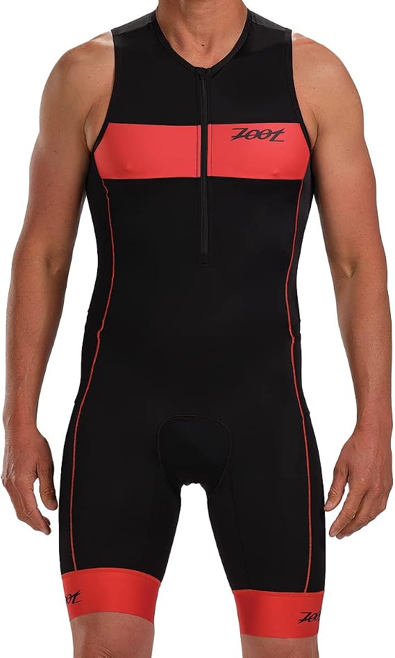 Zoot Mens Core Tri Tank Racesuit, Sleeveless Triathlon Suit, Swim Bike Run Chamois Pad, Pockets, UPF 50+ Quick Dry Fabric