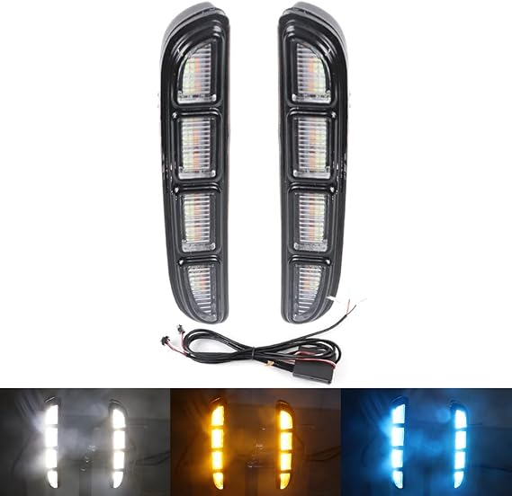 Dreamseek 3 Color LED DRL for Honda Accord 2021 2022 Driving Front Fog Lamp Daytime Running Light with Flash Dynamic Sequential Turn Signal