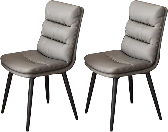 Lot de 2 Chaises de Salle a Manger avec Surface D'assise Matelassee Pieds en Metal, Dossier Haut, Impermeable, Chaise de Cuisine, Rembourrees Pour Restaurant, Salon