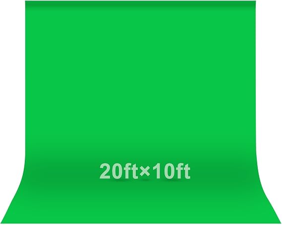 EMART 20x10Ft Green Screen Backdrop,Photography Greenscreen Background | Polyester Green Screen Fabric Cloth,Photo Backdrop Curtain Suit YouTube Video,Streaming,Zoom Meeting,Game,VR(with 4 Clips)