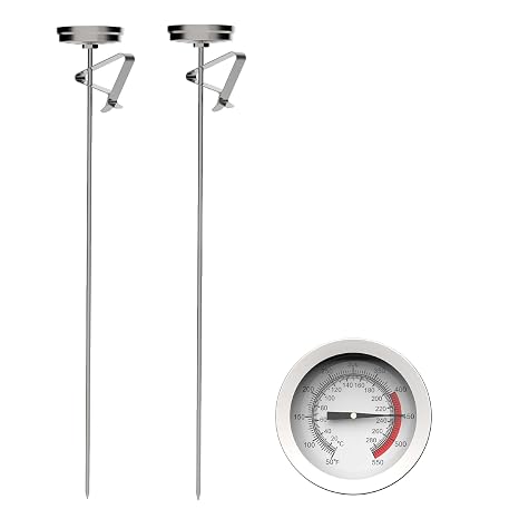 Candy/Deep Fry Oil Thermometer for Frying (2 Pack) with 12'' Probe & Pot Clip,- CookingThermometer for Frying Oil Candle Making Hot Deep Fryer (2, 12)