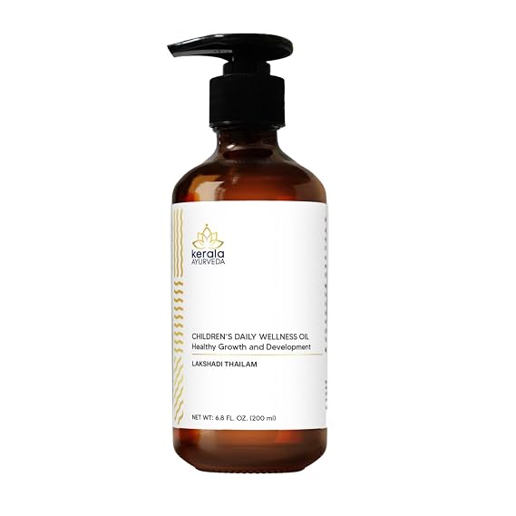 Kerala Ayurveda Children's Daily Wellness Oil (Lakshadi Thailam) - Daily Body Massage Oil for Children - Supports Healthy Joint Mobility and Bone Health, 6.8 Fl Oz