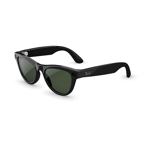 Meta Ray-Ban (Gen 2) Skyler Smart AI Glasses, Black, Transitions Green