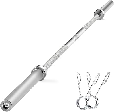 PayLessHere | 7ft Olympic Barbell | 700LB Capacity | Chrome Steel Bar with Knurled Grip, Rotating Sleeves, 2 Clamps | Anti-Rust Finish | For Gyms, Home Gyms, Weightlifting & Powerlifting