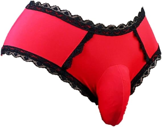 aishani Men's Lace Underwear Bikini Briefs Panties Stitched Comfy Pouch