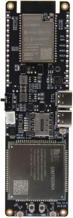 LILYGO T-SIM7600NA ESP32 4G LTE Cat4 GPS Development Board with USB, 4MB LPDDR RAM, Includes USB Cable
