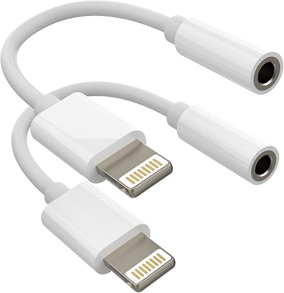 zoyuzan 2 Pack Compatible MFI Certified Lightning to 3.5mm AUX Audio Jack Dongle Earphone Headset Adapter for iPhone 11/12/iPad