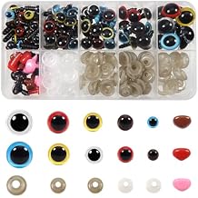 TOAOB 220pcs Plastic Safety Eyes Assorted Colors 6mm to 12mm Crafts Safety Eyes and Noses Set with Washers for Stuffed Animals Amigurumis Crochet Dolls Making