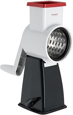 Westmark Multipurpose Rotary Cheese Grater with 4 Interchangeable Stainless Steel Drums and Non-Slip Suction Pad