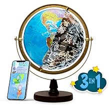 with Interactive APP & LED Illuminated Constellations at Night, US-Patented STEM education 10" World Globe with Detailed map