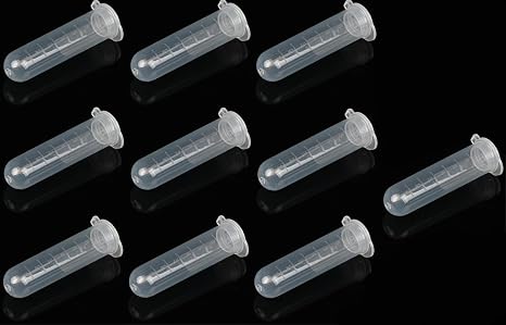 10Pcs 10 ml Plastic Test Tubes, Transparent Clear Plastic Storage Tube Mini Single Sample Sealing Storage Bottle Container, Cylinder Centrifuge Tube Laboratory Test W/Lid High-Speed Centrifuge Tubes