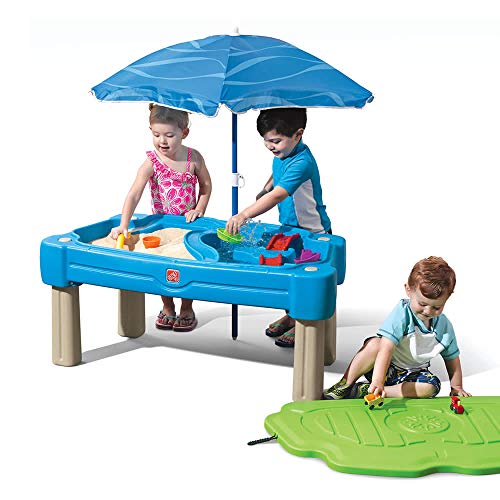 Step2 Cascading Cove Sand and Water Table, Kids Activity Sensory Playset,  with Umbrella, Summer Outdoor Toys, 7 Piece Toy Accessories, For Toddlers 1.5 Years Old