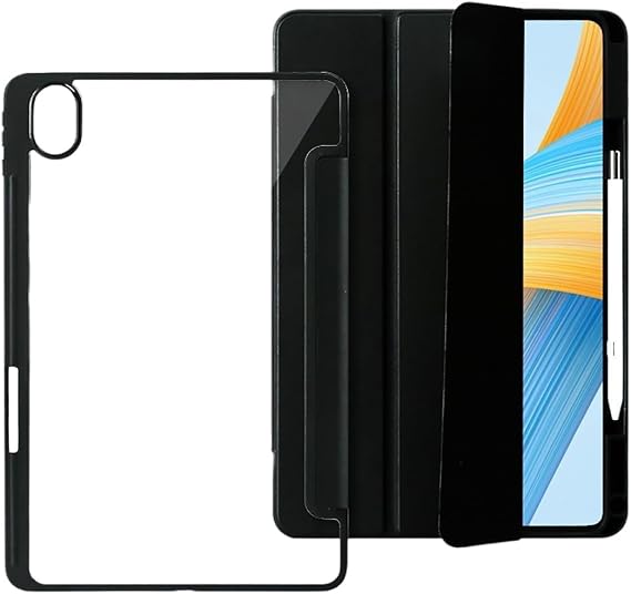 Slim Transparent Back Case Cover for Huawei MatePad 11.5 (2023) Tablet Models: BTK-W00, BTK-W09 with S-Pen Stand Shock Proof Auto Activation/Sleep (Black)