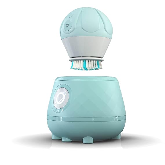 Tao Clean Ona Diamond Orbital Facial Brush and Cleansing Station Robin's Egg Blue Electric Face Cleansing Brush with Ergonomic Handle, Dual Speed Settings, 2 Piece Set, (BA-0201-RBE-US)