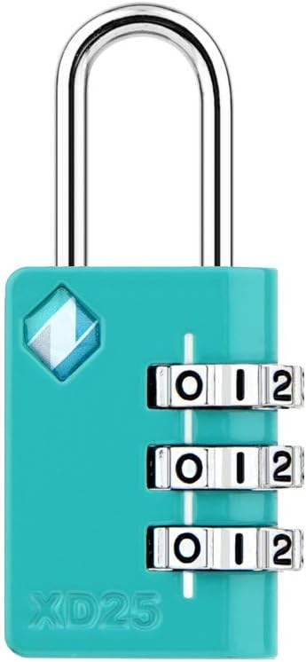 XD25 3-Digit Combination Small Mini Padlock, Emerald, 1-Pack
