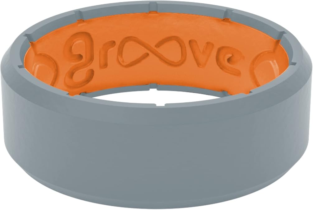 Groove Life Edge Silicone Ring - Breathable Rubber Wedding Rings for Men, Unique Design, Comfort Fit Ring
