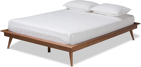 Baxton Studio Karine Mid-Century Modern Walnut Brown Finished Wood Queen Size Platform Bed Frame