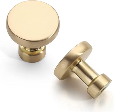 Asidrama 10 Pack 1-14 inch Brushed Brass Kitchen Cabinet Knobs Gold Dresser Knobs Drawer Knobs Cabinet Hardware Zinc Knobs for Dresser Drawers