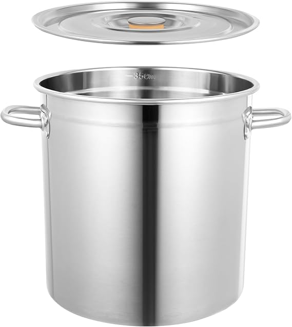 Stainless Steel Cookware Stockpot, Commercial Grade LARGE STOCK POT 37 Quart With Lid - Nickel Free Stainless Steel Cookware Stockpot