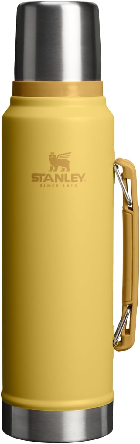 Stanley Classic Legendary Vacuum Bottle 1.1 qt | Wide Mouth with Leakproof Cup Lid | Keep Drinks Hot or Cold | Foldable for Travel | Insulated Stainless Steel Thermos | BPA Free | Dijon