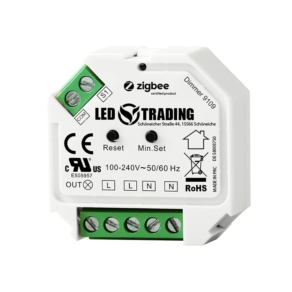 LED TRADING ZigBee Controller 230 V Flush-Mounted Dimming Actuator Dimmer Max. 200 W LED Switch Connection Phase Control for Dimmable LED Lamps Transformers & Lights (Dimmactor for Switch)