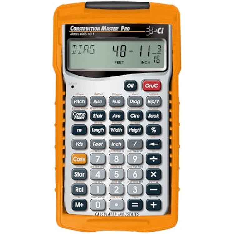 Calculated Industries 4065 Construction Master Pro Advanced Construction Math Feet-inch-Fraction Calculator for Contractors, Estimators, Builders, Framers, Remodelers, Renovators and Carpenters