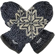BRUCERIVER Mens Snowflake Knit Mittens with Warm Thinsulate Fleece Lining