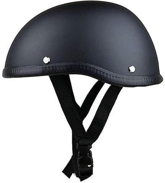 Low Profile Open Face Motorcycle Beanie Half Helmets,DOT Approved Retro German Style Cool Street Skull Cap Scooter Moped Bicycle ATV Bike-Helmet for Adult Men and Women