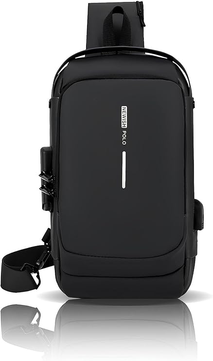 Unisex Black USB Outlet Anti Burglar Ziplock Waterproof Cross Chest Shoulder and Waist Bag