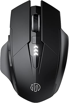 INPHIC Bluetooth Mouse, Upgraded Visible Battery, Rechargeable Bluetooth Wireless Mouse (Dual Mode: BT 5.0+ USB 2.4G), 2400DPI Portable Silent Click Mouse for Laptop PC Computer Mac, Black