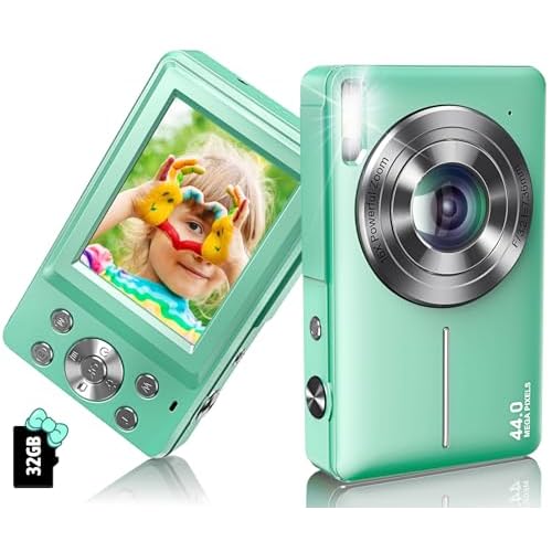 Digital Camera 1080P 44MP Digital Cameras, Point and Shoot Camera for Kids with 16X Zoom, Anti-Shake, Compact Small Travel Camera for Beginner Children Boys Girls Teens Gift
