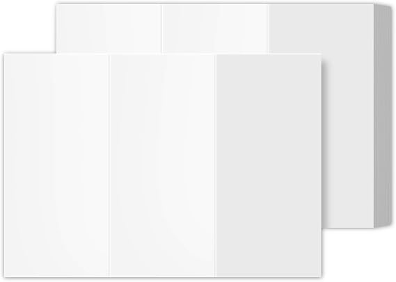 Blank Bright White Tri-Fold Brochure Card Stock, 3 Panel Brochure for Restaurant Menus, Business Flyers and Pamphlets | 8.5 x 11 | 65lb (176gsm) Cardstock | 50 per Pack