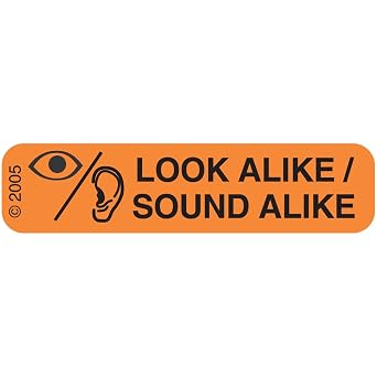 1-810 "Look Alike Sound" Permanent Paper Label, 1 9/16" x 3/8", Orange, Pack of 1000