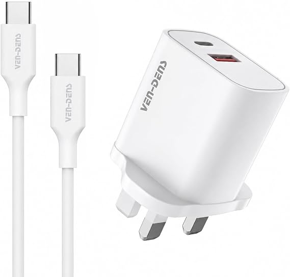 Huawei MatePad Charger, 20W USB-C Dual Port Charger with Type C Charging Cable For Huawei MatePad 11.5 2025 / Pro 12.2/12 X / 11.5" S / 11 SE/Pro 13.2 / Paper / 10.4/11 (Plug + Cable)