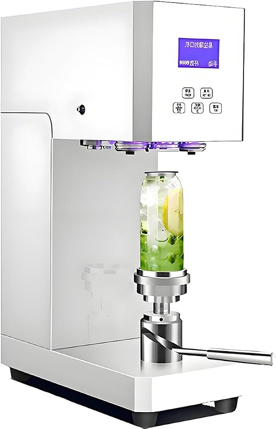 Semi Automatic Can Sealer Machine, 370W Commercial Automatic Cup Sealing Machine, Commercial Soda Can Sealer, Aluminum Plastic Tin Can Cup Can Sealer with Counter White