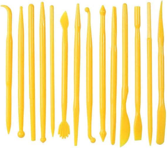 Clay Tools 14pcs DIY Plastic Polymer Carving Set Clay Kit Ceramic Sculpting Styling Embossing for Kids Adults