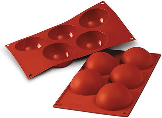 Silikomart Siliconflex Half-Sphere Mold, 4 Oz, 3.15" Diam. x 1.57" Deep, 5 Cavities