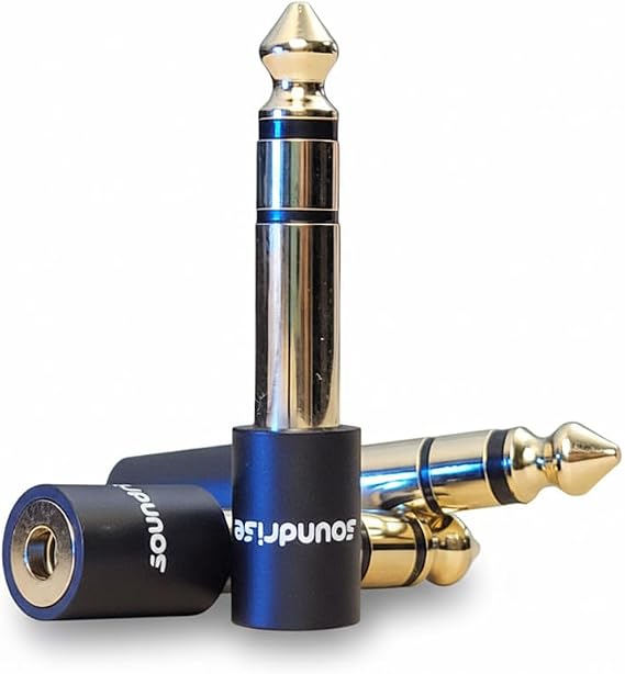 Soundrise Studio Ready 3.5mm to 1/4 TRS Adapter (3-Pack) Black Ceramic Housing & Gold-Plated Connectors 1/8 to 1/4 Stereo Audio Jack Converters for Headphones, Amps, Mixers, DJ Gear