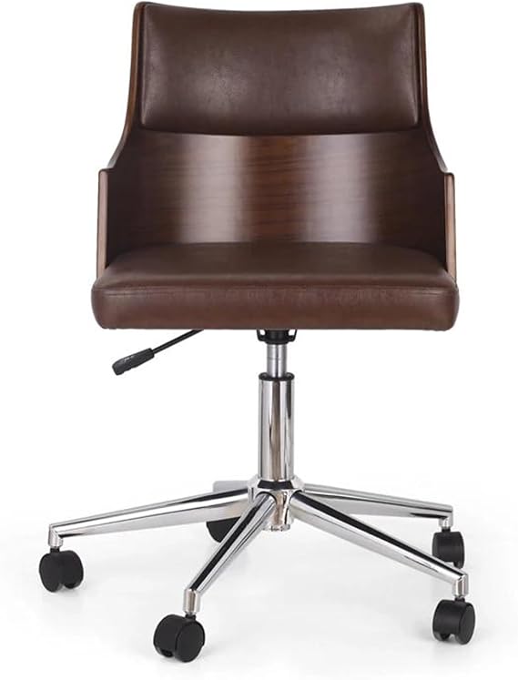Office Chair, Modern Office Chairs Furniture Black Household Desk Chair Retro Leather Armchair Swivel Lifted Family Office Computer Chair(Walnut Dark Brown)