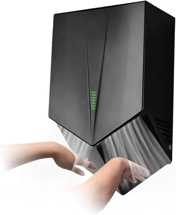 Commercial wall mounted electric hand dryer, 1200 watt automatic induction wall mounted hand dryer, suitable for kitchen, bathroom and toilet, 6-10 seconds fast drying, black
