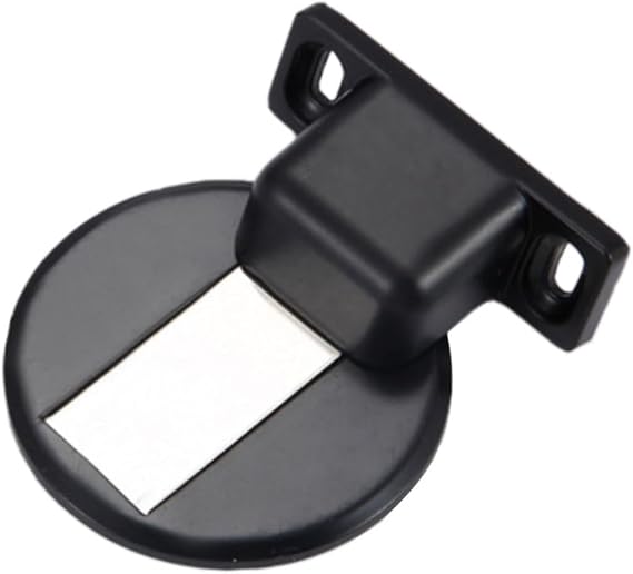 Zinc Alloy Self-Adhesive Door Stopper Door Safety Catch Stopper for Room, Kitchen, Bathroom, Cabinet Metal Door Stopper Self-Adhesive Door Holder (Black Flat)
