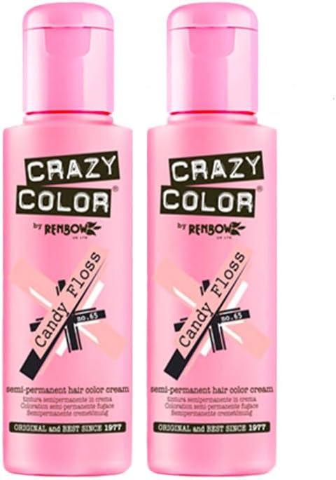 2x Crazy Color Semi-Permanent Hair Dye 2x 100ml (Candy Floss Pink)