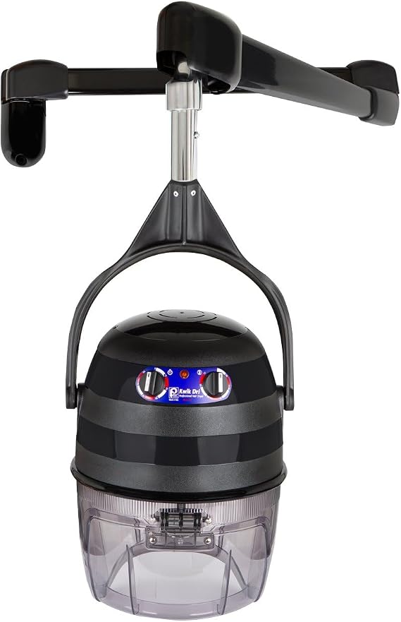 Pibbs 515 Kwik Dri Wall Mounted Hooded Hair Dryer 1100W | Italian Made, CE Certified, 6 Ft Adjustable Arm, Flip Top Visor, Timer & Heat Dial, For All Hair Types, Perms & Sets